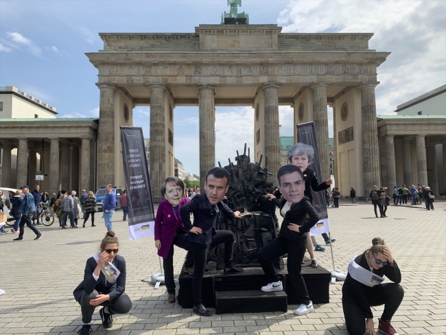 Yemen'deki savaş için silah satan AB ülkeleri Almanya'da protesto edildi